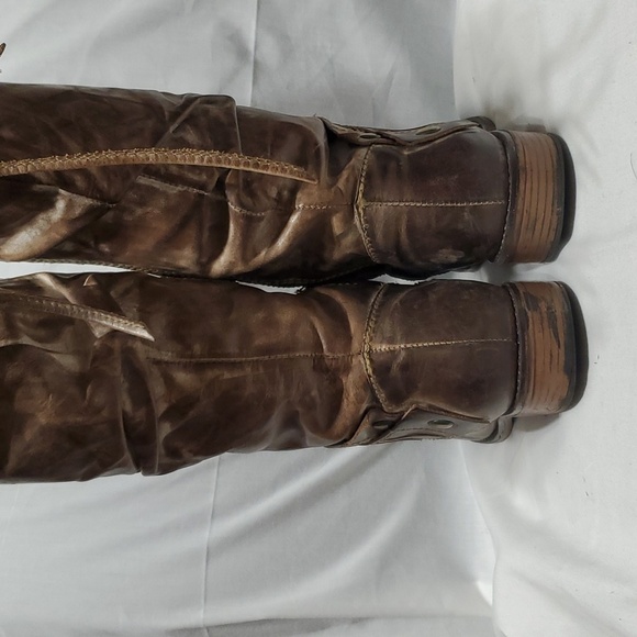 Corral distressed tall low heel leather boots brown - Picture 3 of 12